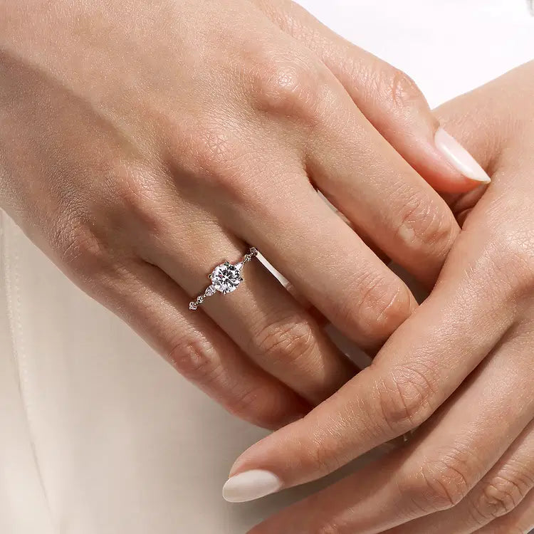 GABRIEL & CO 14K WHITE GOLD DIAMOND SEMI MOUNT