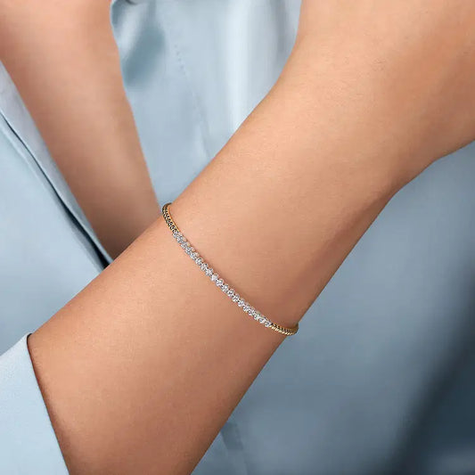 GABRIEL & CO 14K WHITE-YELLOW GOLD BUJUKAN DIAMOND CUFF BRACELET