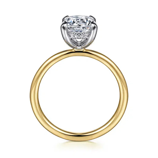 GABRIEL & CO 14K TWO TONE HIDDEN HALO SEMI MOUNT