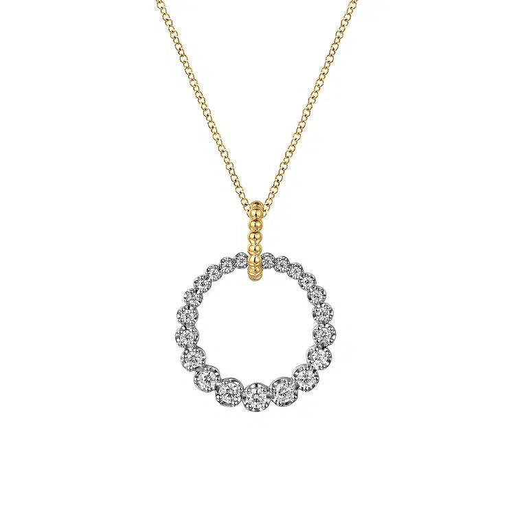 GABRIEL & CO 14K TWO TONE BUJUKAN 20MM DROP NECKLACE