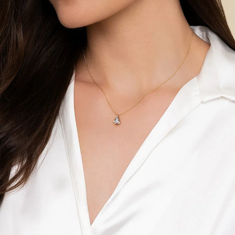 GABRIEL & CO 14K YELLOW GOLD DIAMOND TEARDROP PENDANT