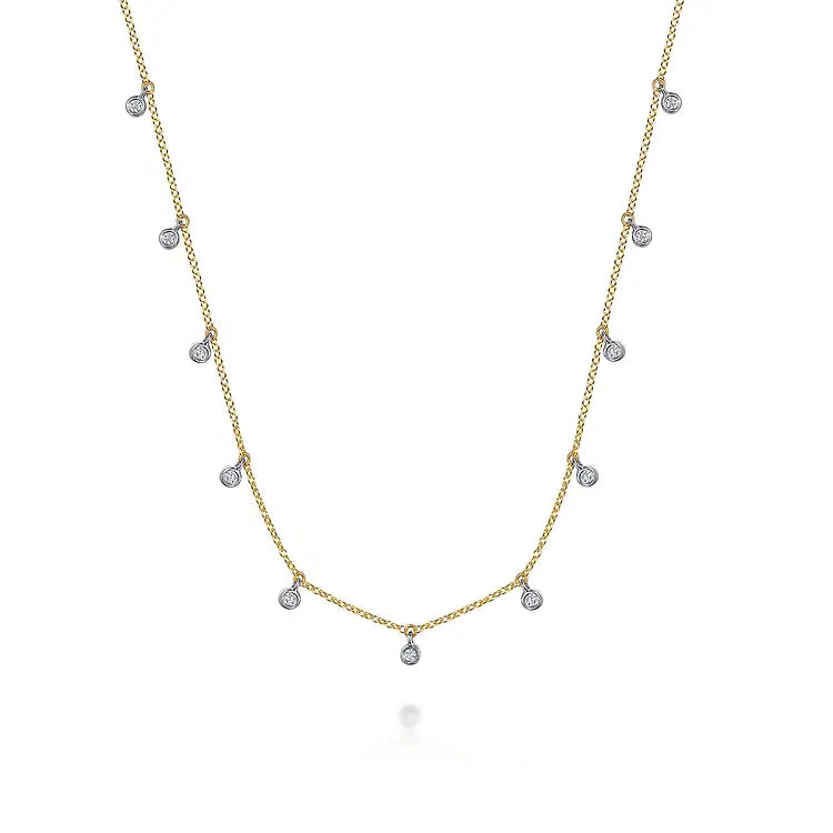 GABRIEL & CO 14K YELLOW GOLD WHITE SAPPHIRE STATION NECKLACE