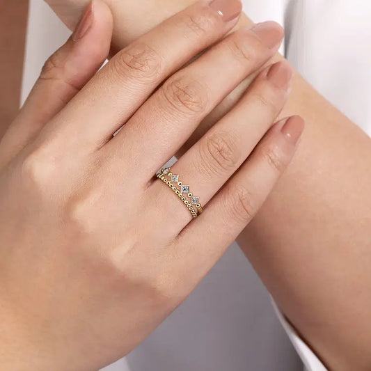 GABRIEL & CO 14K YELLOW GOLD DIAMOND BUJUKAN STACKABLE RING