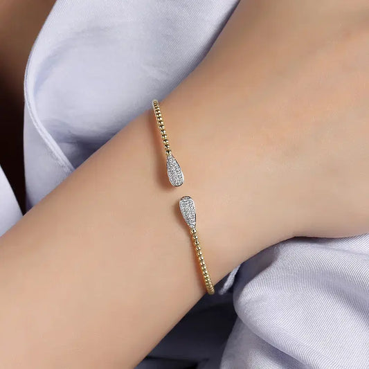 GABRIEL & CO 14K YELLOW GOLD DIAMOND TEARDROP BUJUKAN BRACELET