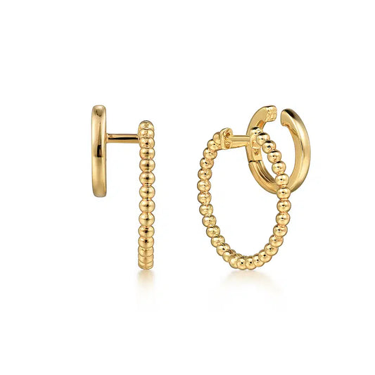 GABRIEL & CO 14K YELLOW GOLD  DOUBLE BUJUKAN HOOP EARRINGS
