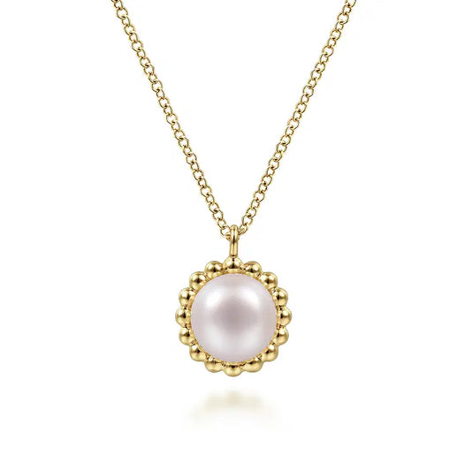 GABRIEL & CO 14K YELLOW GOLD ROUND PEARL PENDANT