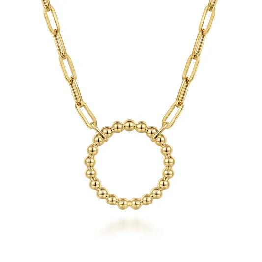 GABRIEL & CO 14K YELLOW GOLD BUJUKAN BALL CIRCLE NECKLACE