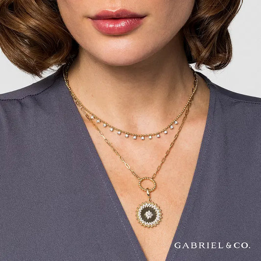 GABRIEL & CO 14K YELLOW GOLD BUJUKAN BALL CIRCLE NECKLACE