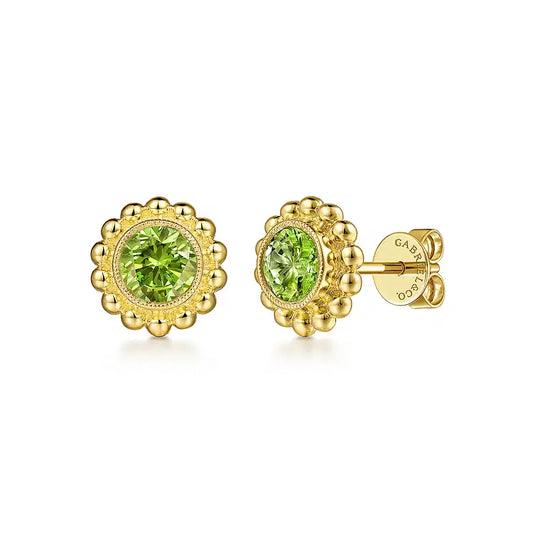 GABRIEL & CO 14K YELLOW GOLD PERIDOT EARRINGS