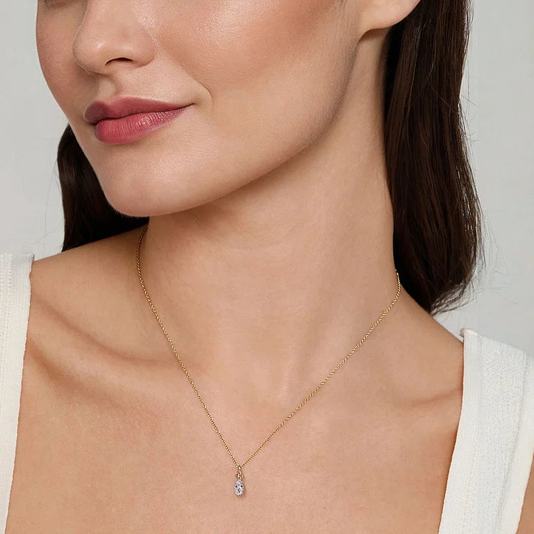 GABRIEL & CO 14K YELLOW GOLD DIAMOND BUJUKAN TEARDROP PENDANT
