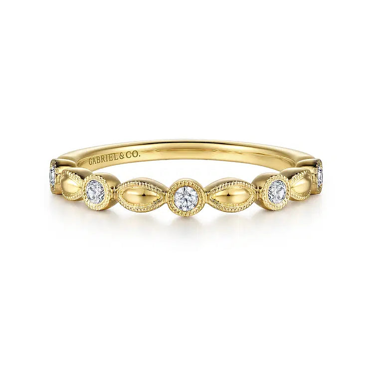 GABRIEL & CO 14K YELLOW GOLD DIAMOND MARQUISE SHAPE STACKABLE RING