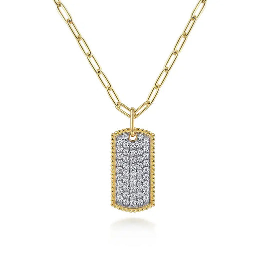 GABRIEL & CO 14K YELLOW GOLD DIAMOND DOG TAG