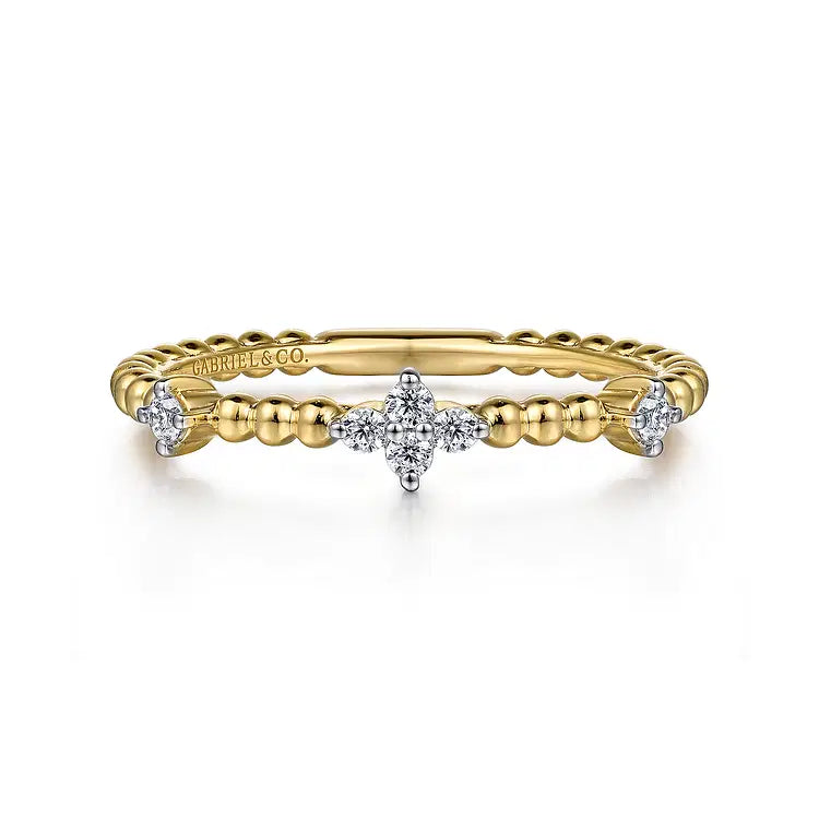 GABRIEL & CO 14K YELLOW GOLD DIAMOND STATION BUJUKAN RING