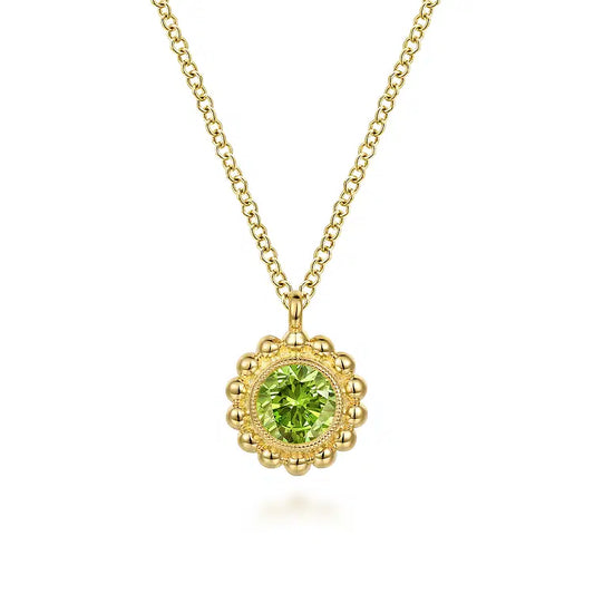GABRIEL & CO 14K YELLOW GOLD PERIDOT BUJUKAN NECKLACE