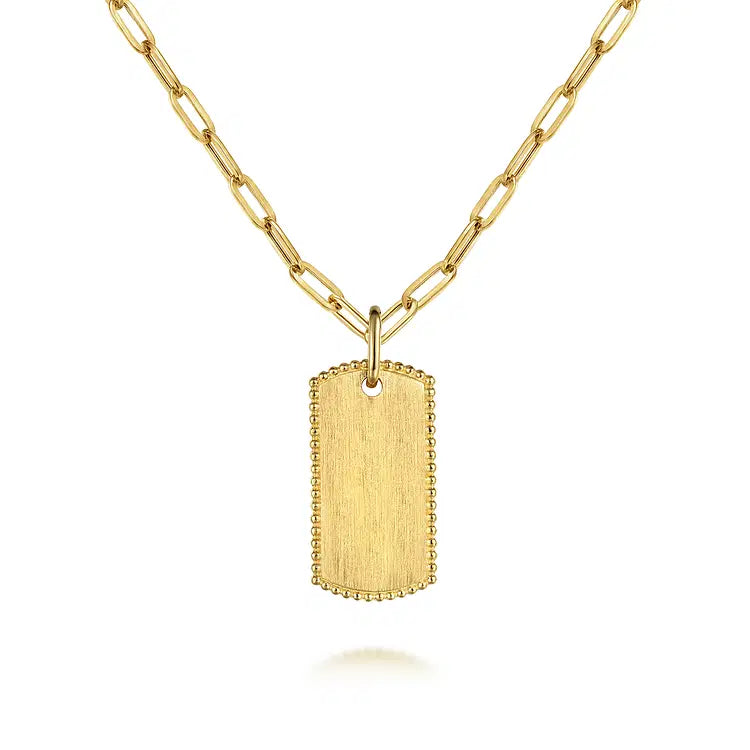 GABRIEL & CO 14K YELLOW GOLD DOG TAG