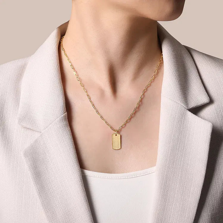 GABRIEL & CO 14K YELLOW GOLD DOG TAG