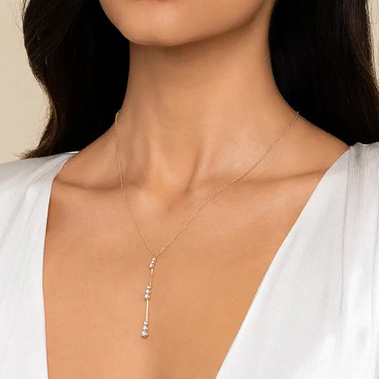 GABRIEL & CO 14K YELLOW GOLD DIAMOND DROP Y NECKLACE