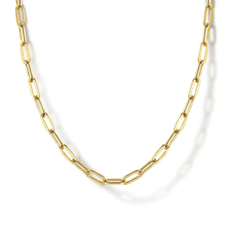 GABRIEL & CO 14K YELLOW GOLD HOLLOW PAPERCLIP CHAIN NECKLACE