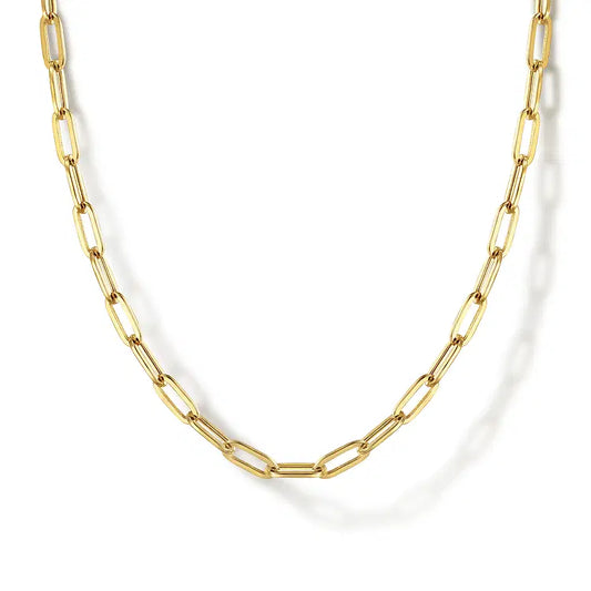 GABRIEL & CO 14K YELLOW GOLD HOLLOW PAPERCLIP CHAIN NECKLACE