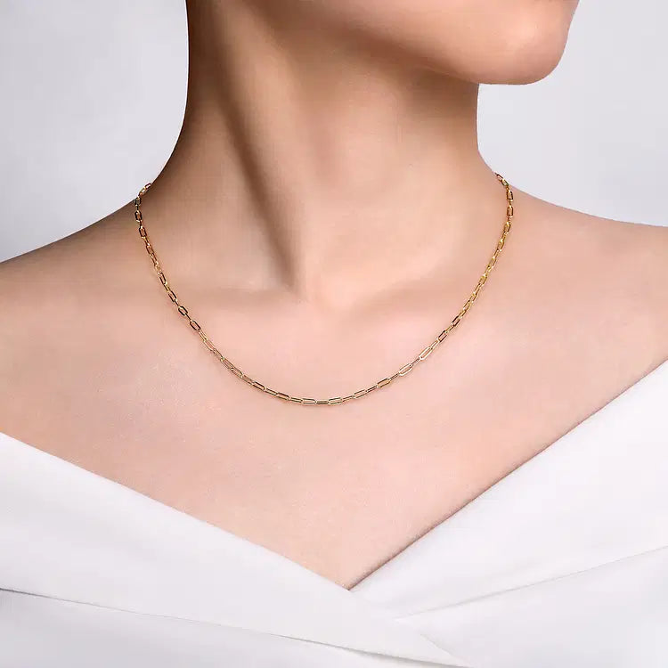 GABRIEL & CO 14K YELLOW GOLD HOLLOW PAPERCLIP CHAIN NECKLACE