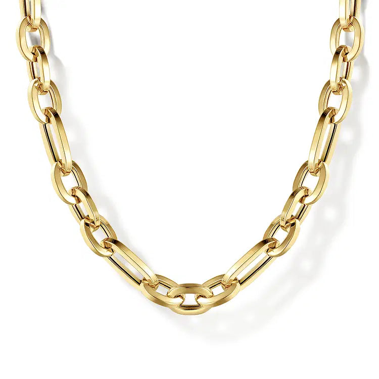 GABRIEL & CO 14K YELLOW GOLD OVAL LINK CHAIN NECKLACE