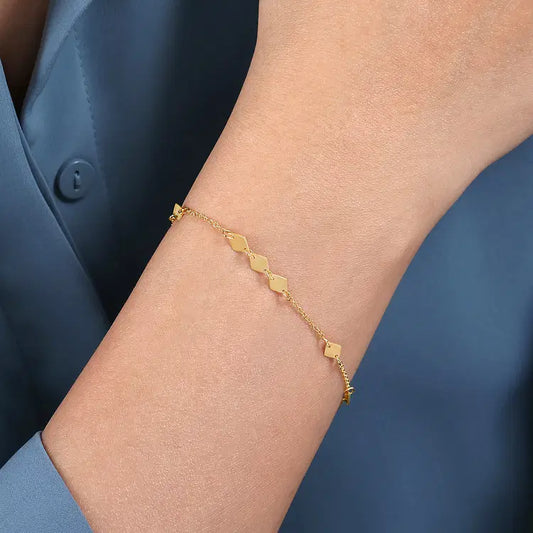 GABRIEL& CO 14K YELLOW GOLD RHOMBUS STATION BRACELET