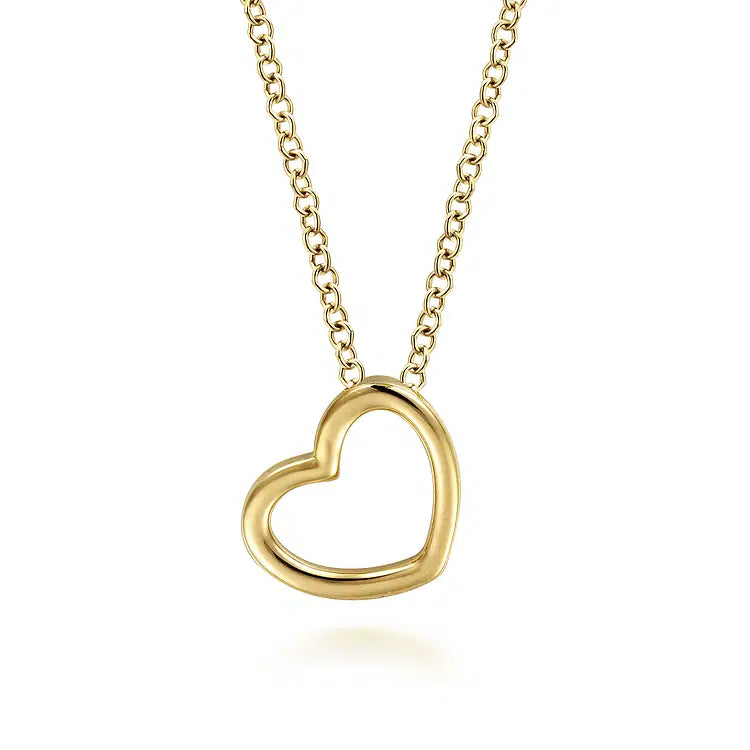 GABRIEL & CO 14K YELLOW GOLD TILTED HEART PENDANT