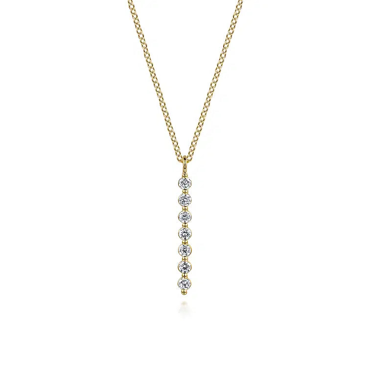 GABRIEL & CO 14K YELLOW GOLD WHITE SAPPHIRE BAR NECKLACE