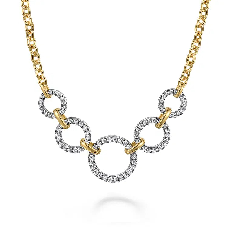 GABRIEL & CO 14K TWO TONE DIAMOND CIRCLE CHAIN NECKLACE