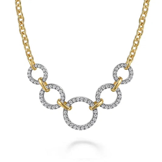 GABRIEL & CO 14K TWO TONE DIAMOND CIRCLE CHAIN NECKLACE
