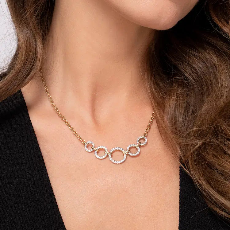 GABRIEL & CO 14K TWO TONE DIAMOND CIRCLE CHAIN NECKLACE