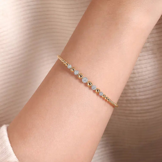 GABRIEL & CO 14K YELLOW GOLD DIAMOND BUJUKAN CUFF BANGLE
