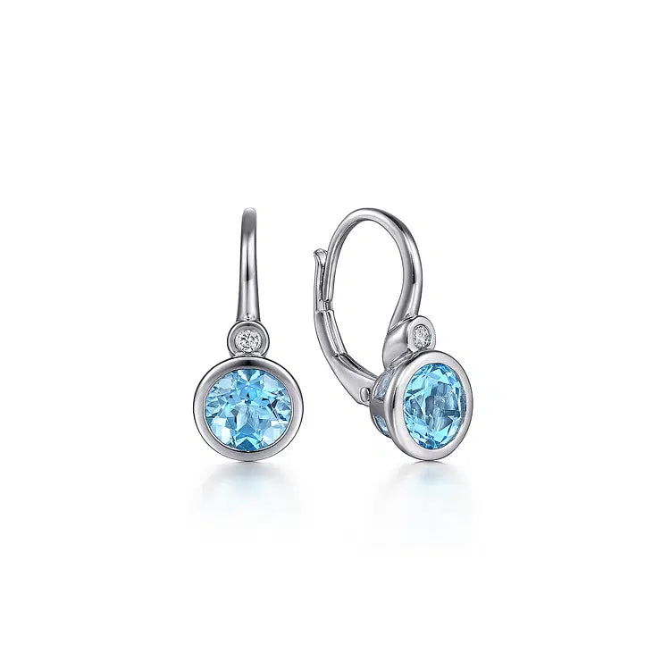 GABRIEL & CO  STERLING SILVER AND BLUE TOPAZ LEVERBACK EARRING