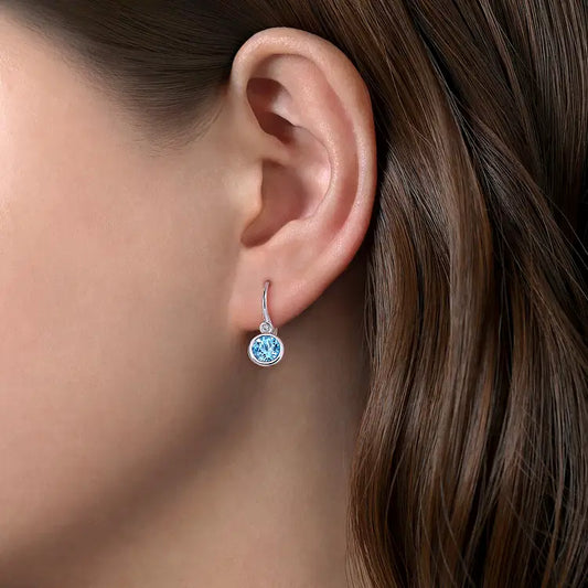 GABRIEL & CO  STERLING SILVER AND BLUE TOPAZ LEVERBACK EARRING