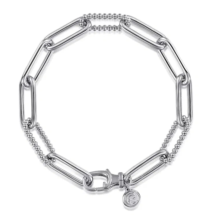 GABRIEL & CO STERLING SILVER AND BEADED LINK BRACELET