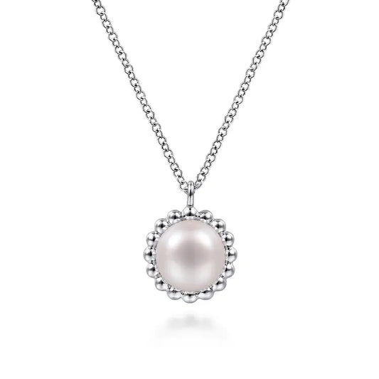 GABRIEL & CO STERLING SILVER ROUND PEARL PENDANT