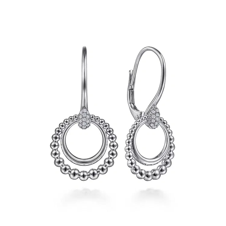 GABRIEL & CO STERLING SILVER BUJUKAN WHITE SAPPHIRE DROP EARRINGS