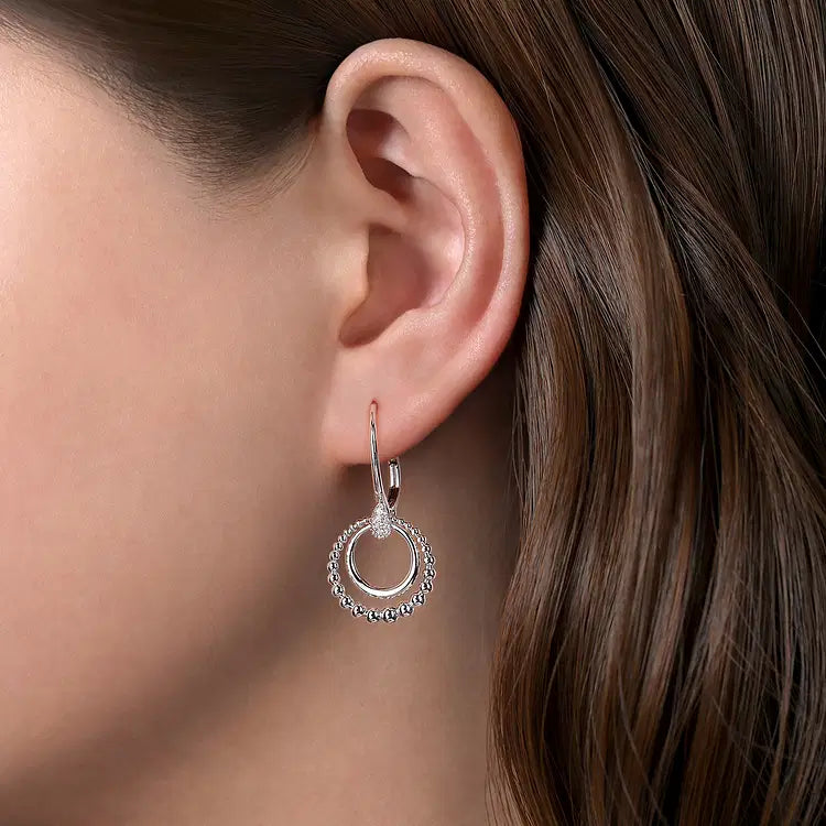 GABRIEL & CO STERLING SILVER BUJUKAN WHITE SAPPHIRE DROP EARRINGS