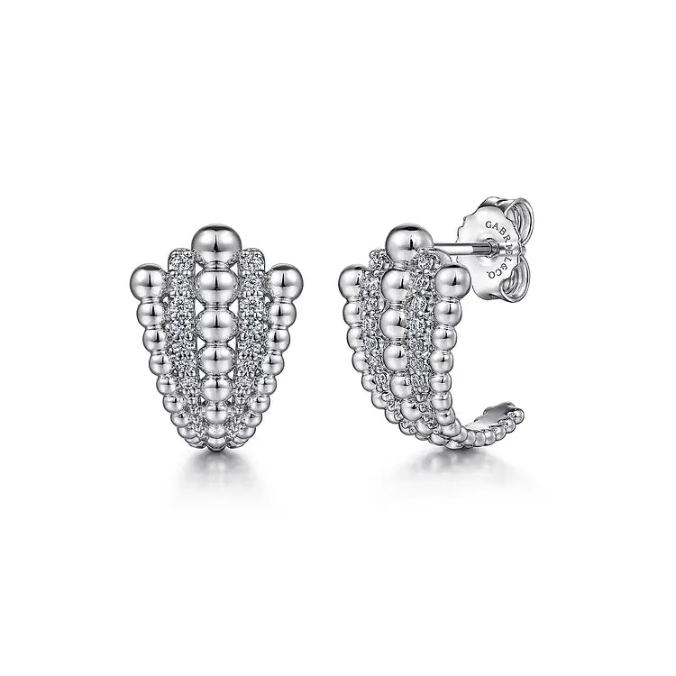 GABRIEL & CO STERLING SILVER WHITE SAPPHIRE J STUD EARRINGS
