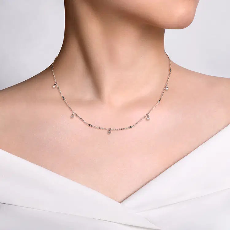 GABRIEL & CO STERLING SILVER PEARL DROP NECKLACE