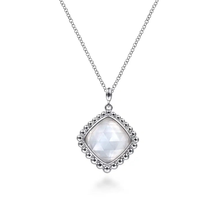 GABRIEL & CO STERLING SILVER AND MOTHER OF PEARL PENDANT NECKLACE