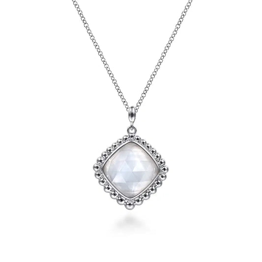 GABRIEL & CO STERLING SILVER AND MOTHER OF PEARL PENDANT NECKLACE
