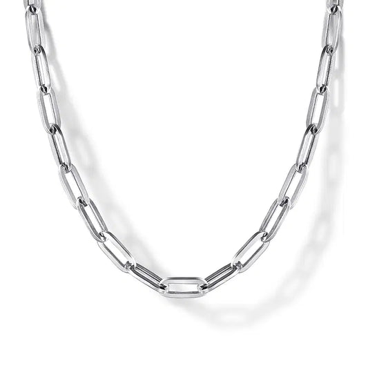 GABRIEL & CO STERLING SILVER SOLID PAPER CLIP CHAIN