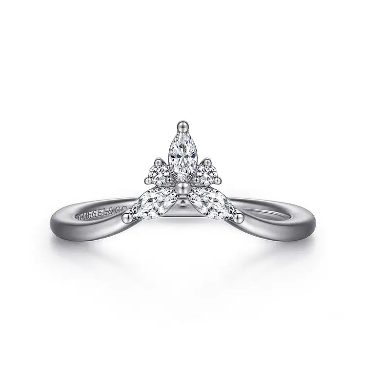 GABRIEL & CO 14K WHITE GOLD POINTED DIAMOND MARQUISE RING