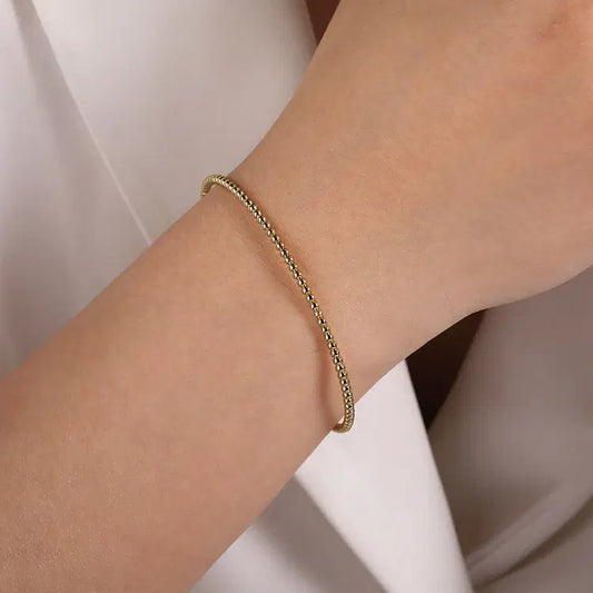GABRIEL & CO 14K YELLOW GOLD BEADED  BUJUKAN SPLIT BANGLE