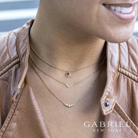 GABRIEL & CO 14K YELLOW GOLD CURVED DIAMOND BAR NECKLACE