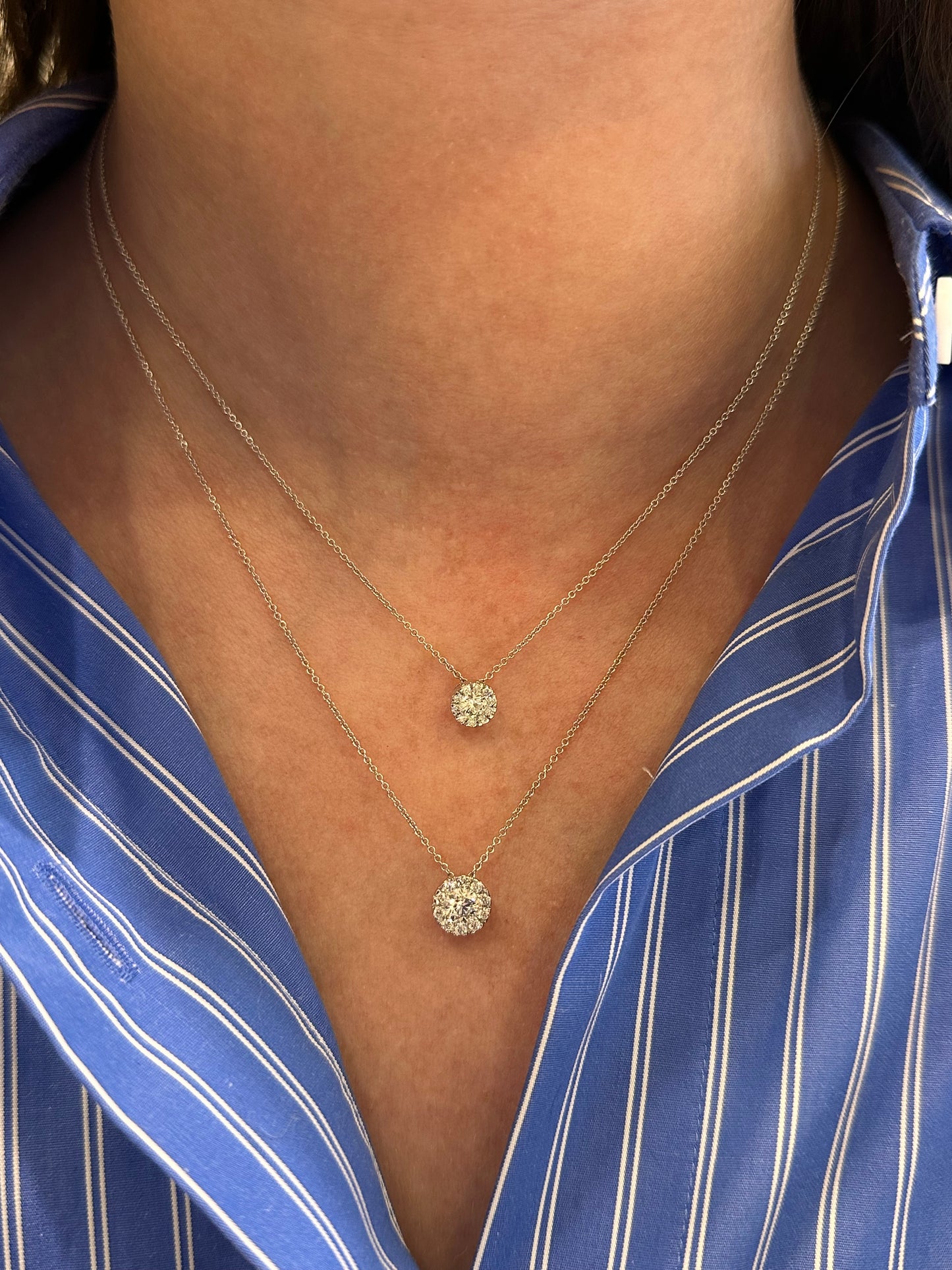 14K WHITE GOLD DIAMOND HALO PENDANT
