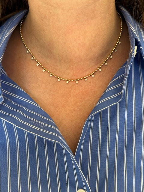 14K YELLOW GOLD DIAMOND STATION NECKLACE