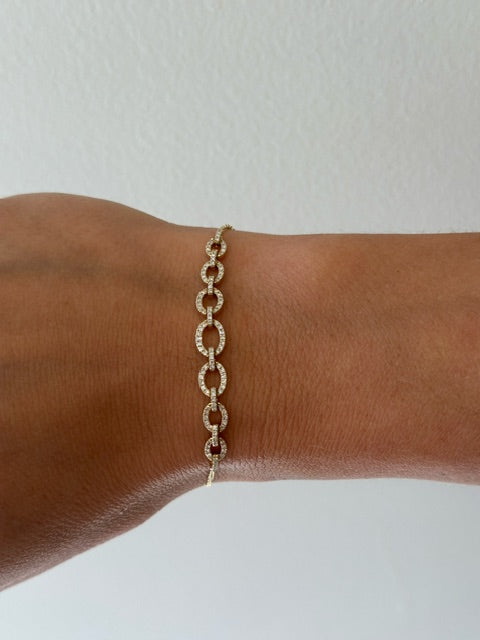 14K YELLOW GOLD DIAMOND INTERLOCKING CIRCLE BRACELET