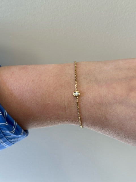 14K YELLOW GOLD OVAL DIAMOND BEZEL SET BRACELET